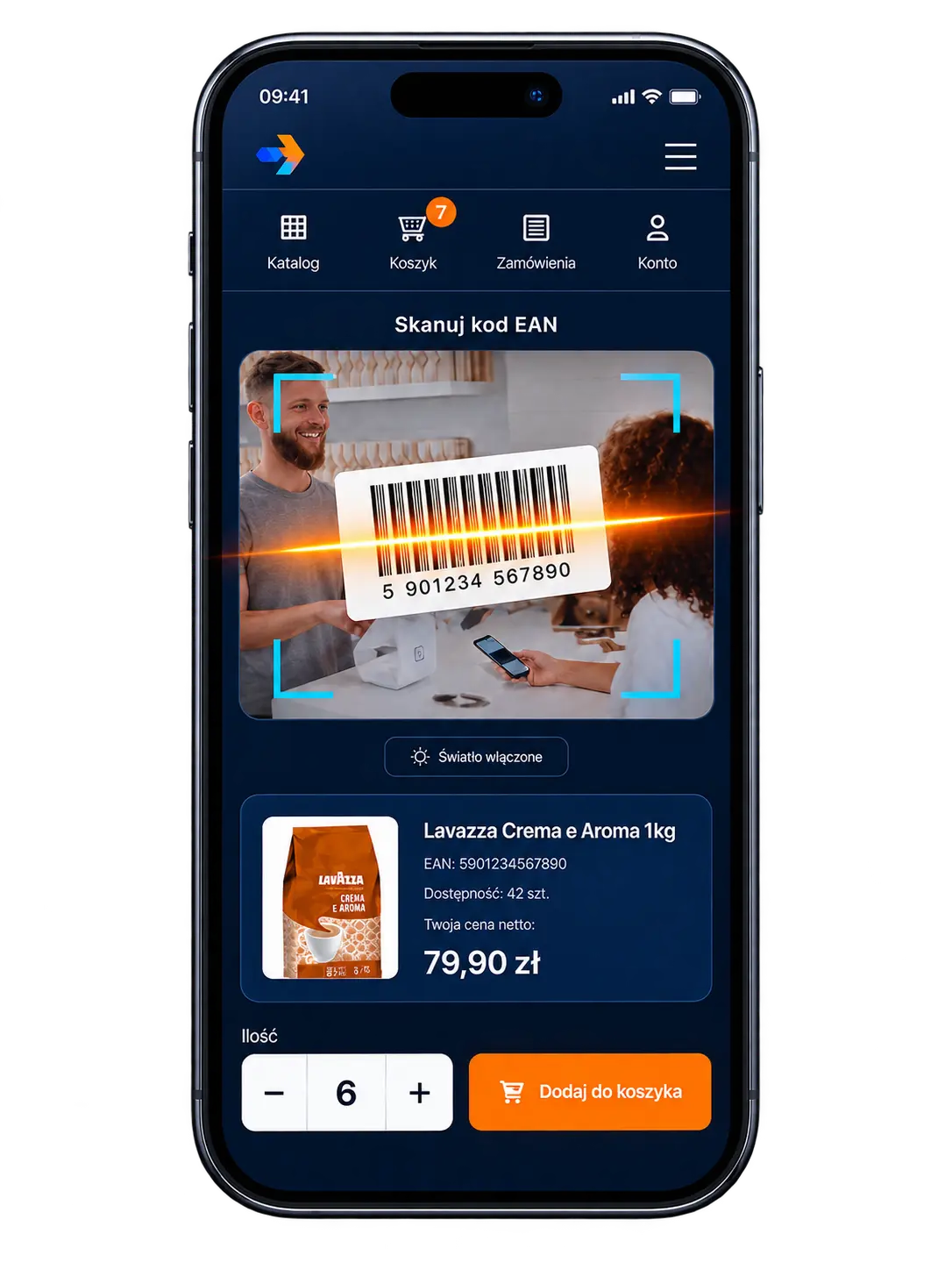 TradeFlow – skanowanie kodu EAN i zamówienie B2B z telefonu